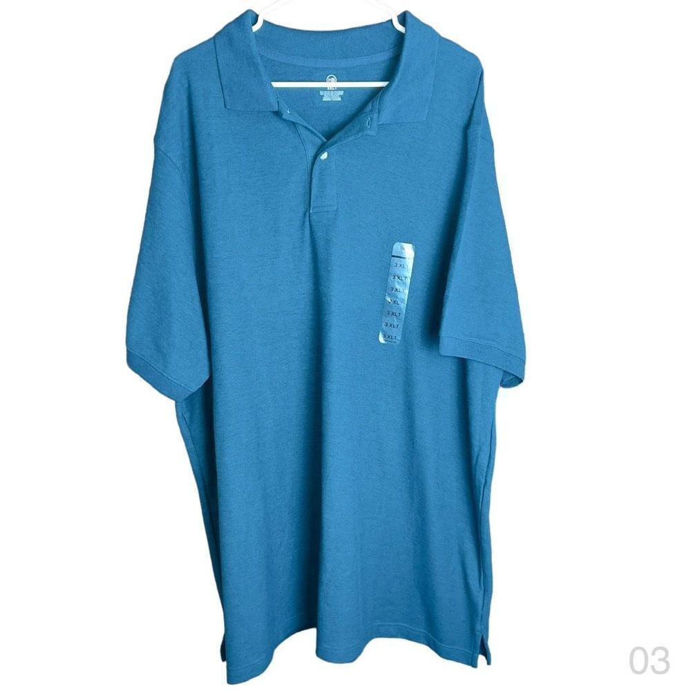 Hb 3xl mens polo tall blue short sleeve shirt